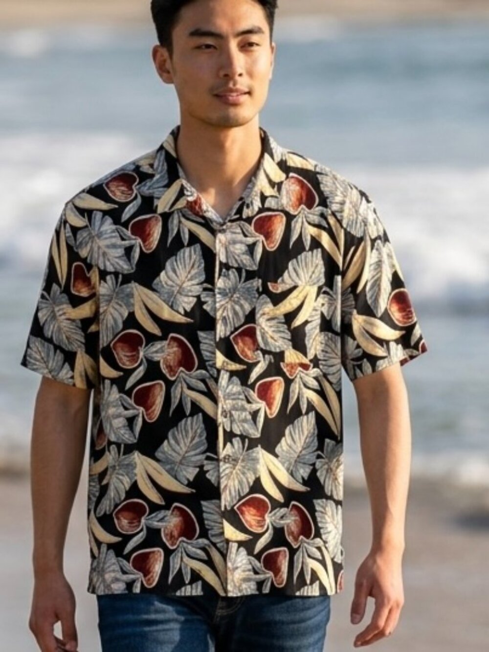 Munsingwear Hawaiian shirt men’s 4XLT short sleeve button up floral